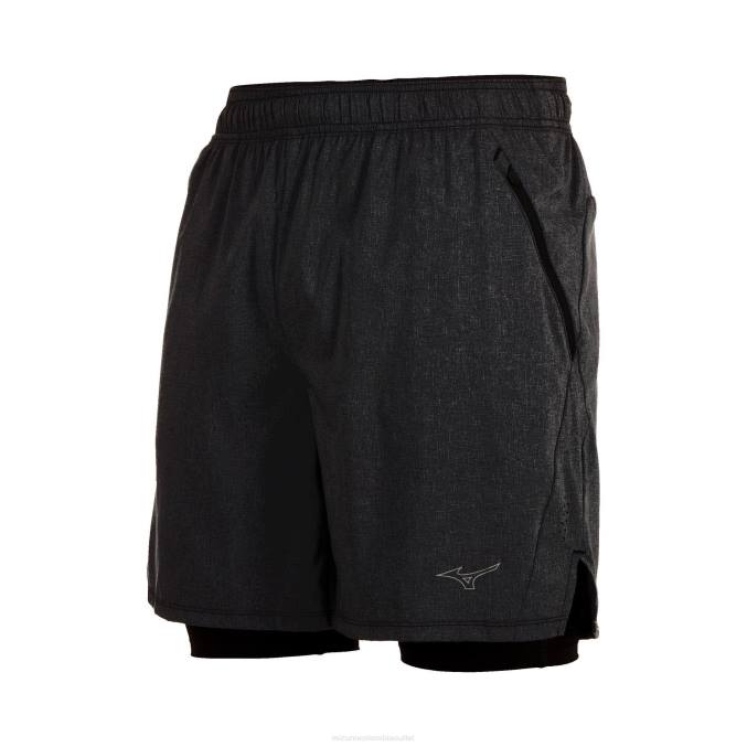 Mizuno pantalón corto alpha eco 7" 2-n-1 hombres vestir negro (9090) 668F311