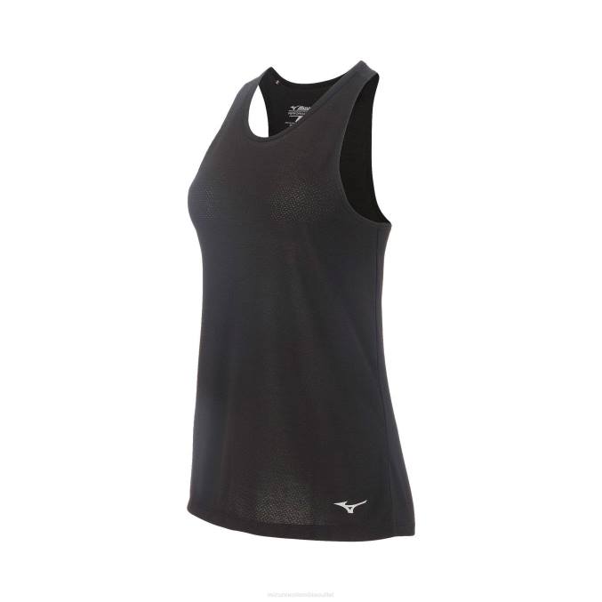 Mizuno tanque de carrera infinita mujer vestir negro (9090) 668F224