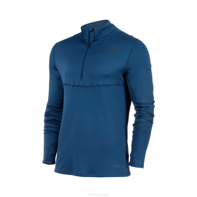 Mizuno respiración térmica media cremallera para correr hombres vestir alférez azul (5d5d) 668F286