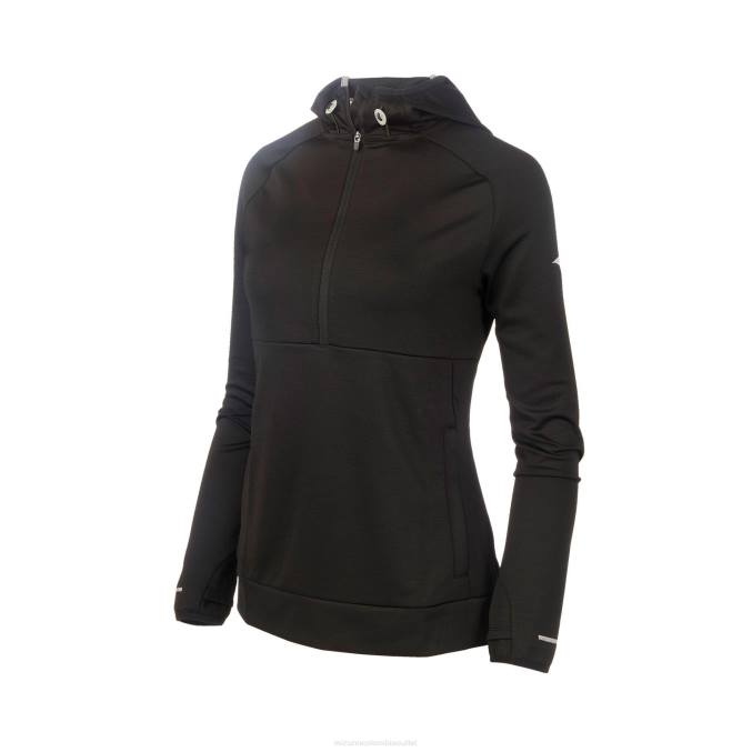 Mizuno sudadera con capucha infinity running mujer vestir negro (9090) 668F218