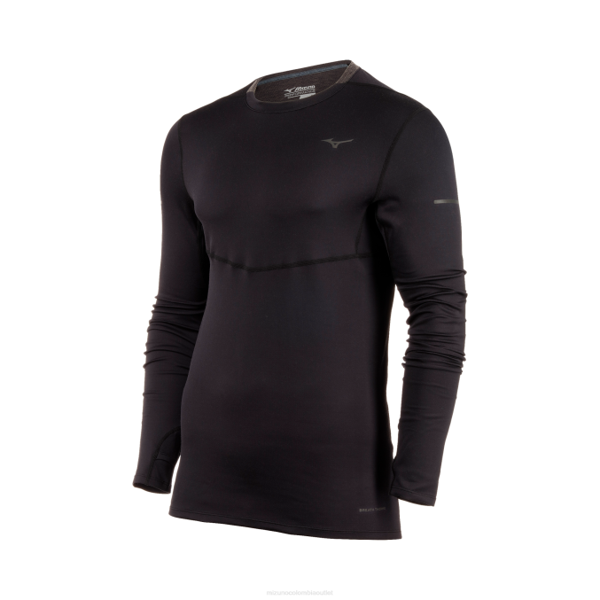 Mizuno respiración termo running manga larga hombres vestir negro (9090) 668F292