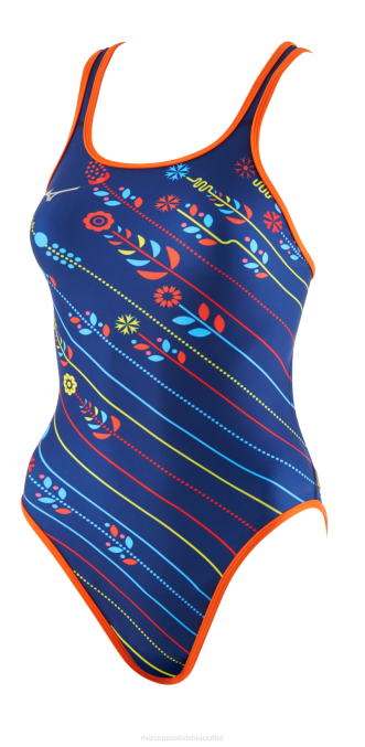 Mizuno traje de baño exer espalda cruzada doble mujer vestir marino-naranja(5120) 668F2658