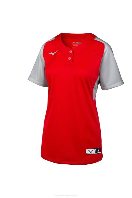 Mizuno camiseta de softball aerolite de 2 botones juventud vestir rojo-gris(1091) 668F1999