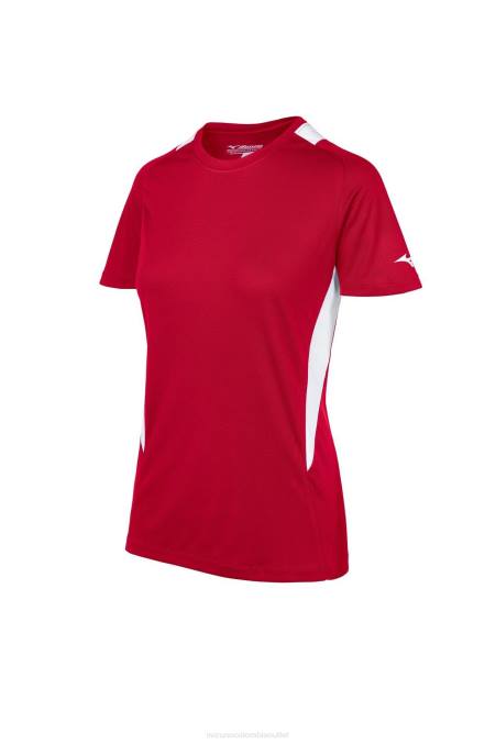 Mizuno jersey de cuello redondo de softbol chica vestir rojo-blanco (1000) 668F2015