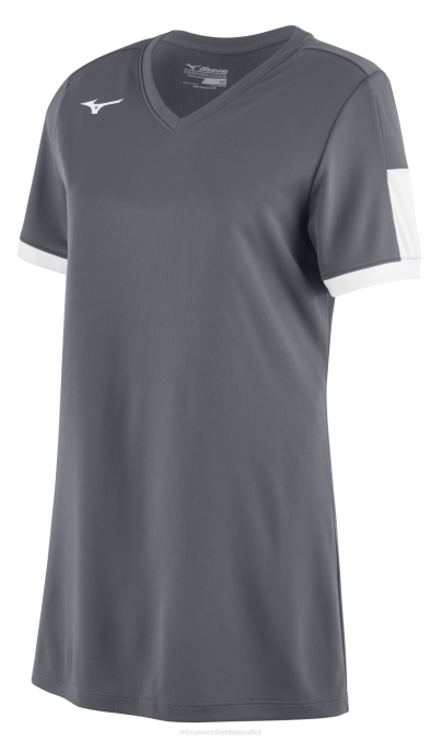 Mizuno jersey de softbol aerolite con cuello en v chica vestir gris-blanco (9100) 668F1996