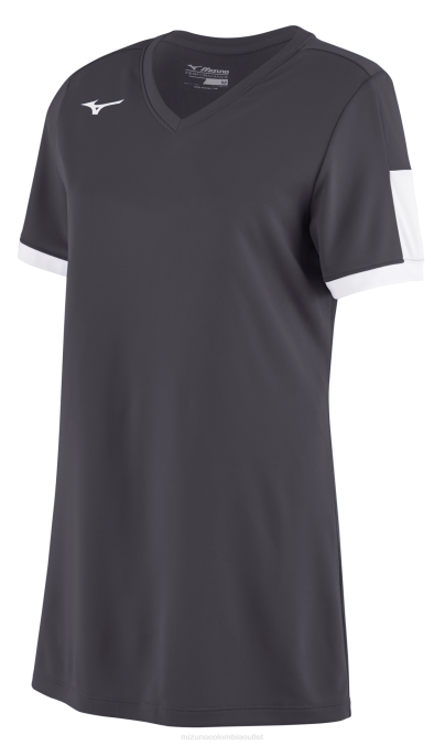 Mizuno jersey de softbol aerolite con cuello en v mujer vestir carbón-blanco(9200) 668F1948
