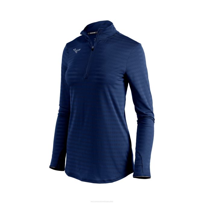 Mizuno atlético eco 1/2 zip mujer vestir azul marino (5151) 668F2143