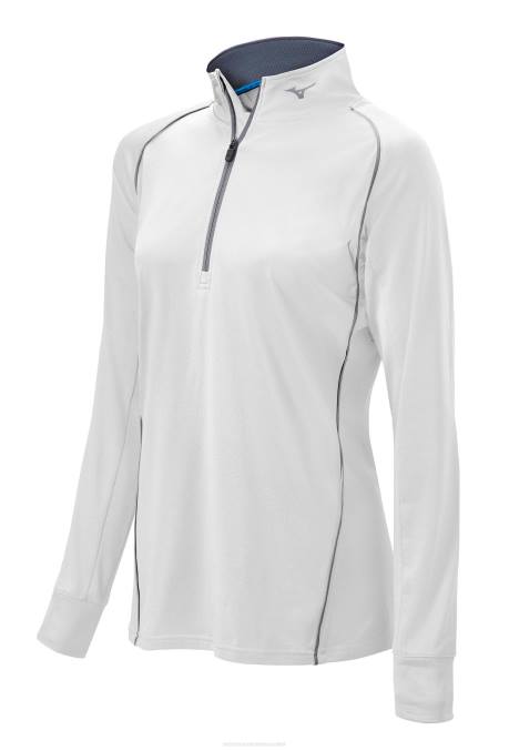 Mizuno jersey de manga larga con media cremallera comp chica vestir blanco (0000) 668F2527