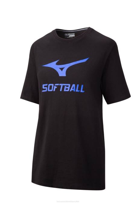 Mizuno camiseta estampada de softbol unisexo vestir negro (9090) 668F1989
