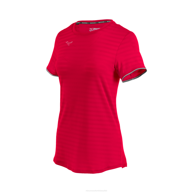 Mizuno playera de manga corta ecológica atlética mujer vestir rojo (1010) 668F2147