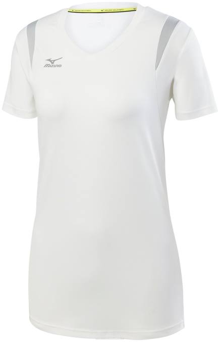Mizuno camiseta de voleibol de manga corta balboa 5.0 juventud vestir blanco-plata(0073) 668F2417