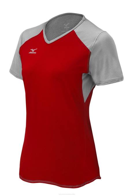 Mizuno camiseta de voleibol de manga corta techno vi unisexo vestir rojo-plata-carbón(1073) 668F2373