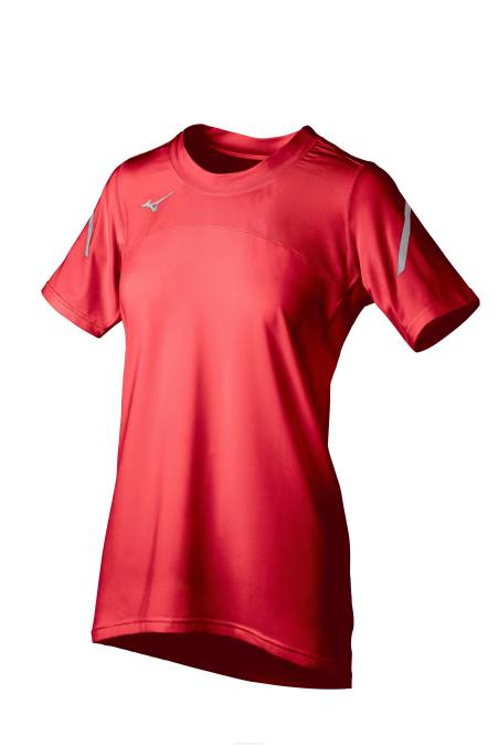 Mizuno camiseta de voleibol de manga corta techno vii unisexo vestir rojo (1010) 668F2379