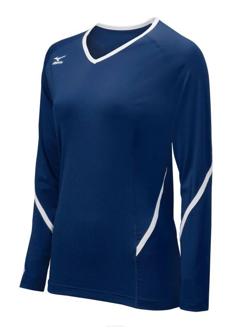 Mizuno camiseta de voleibol de manga larga de generación techno unisexo vestir azul marino-blanco (5100) 668F2358