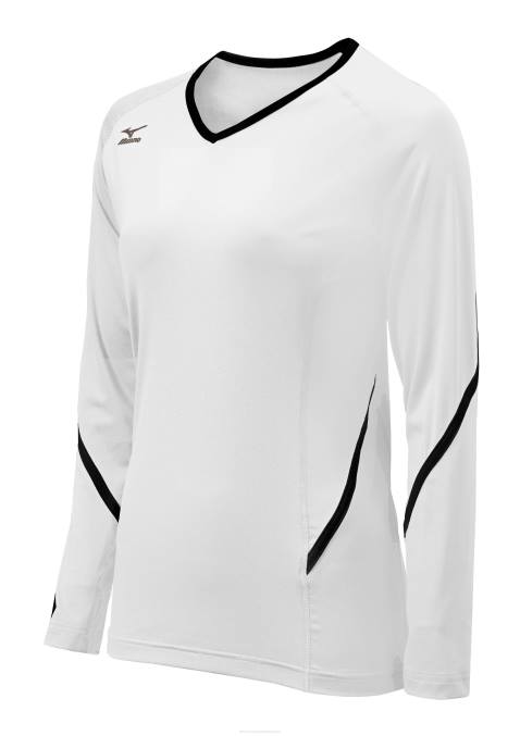 Mizuno camiseta de voleibol de manga larga de generación techno unisexo vestir blanco-negro(0090) 668F2354