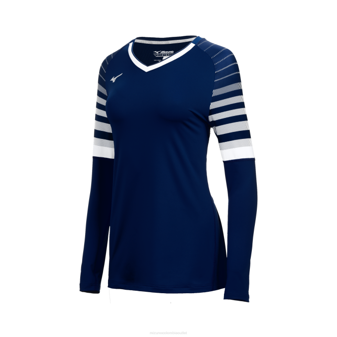Mizuno camiseta de voleibol de manga larga techno 8 juventud vestir azul marino-blanco (5100) 668F2301