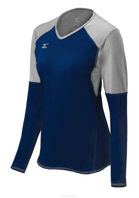 Mizuno camiseta de voleibol de manga larga techno vi unisexo vestir marino-plata(5173) 668F2369