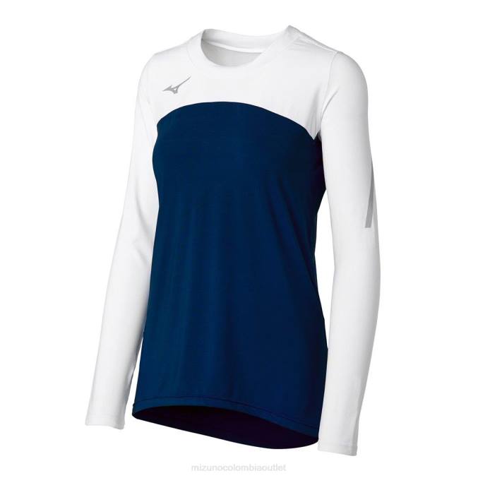 Mizuno camiseta de voleibol de manga larga techno vii unisexo vestir azul marino-blanco (5100) 668F2348