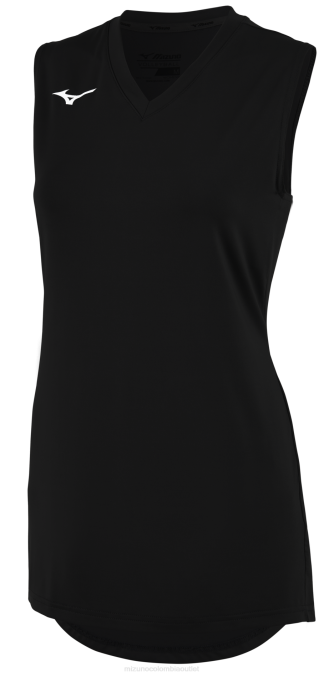Mizuno camiseta de voleibol sin mangas con cuello en v chica vestir negro (9090) 668F2516
