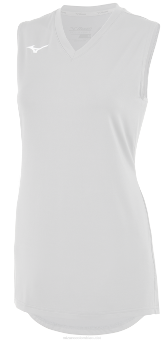 Mizuno camiseta de voleibol sin mangas con cuello en v mujer vestir blanco (0000) 668F2491