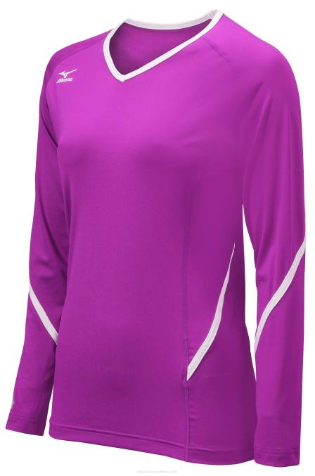 Mizuno maillot manga larga generación techno juventud vestir violeta eléctrico-blanco(8c00) 668F2414