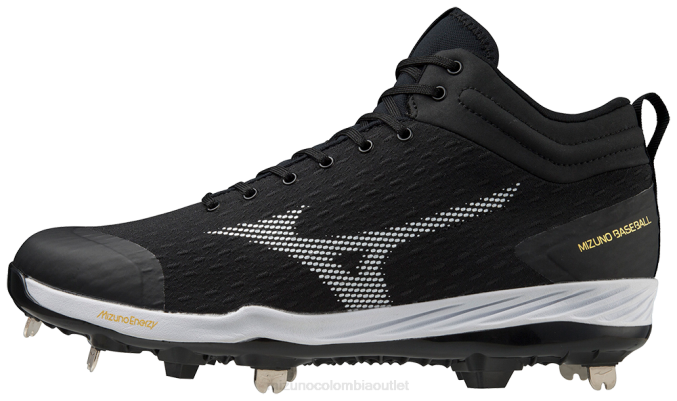 Mizuno Taco de béisbol de metal Dominante 4 Mid hombres zapatos negro-blanco (9000) 668F1635