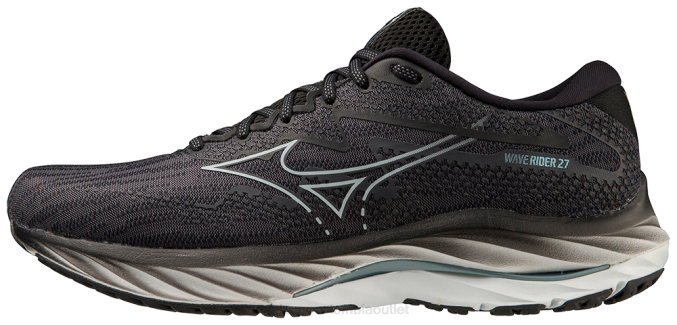 Mizuno zapatilla de correr wave rider 27 hombres zapatos ébano-ilusión azul (eyib) 668F6