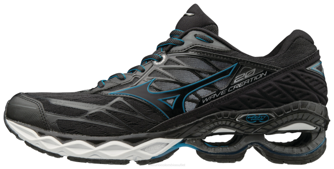 Mizuno zapatilla de running creación de olas 20 hombres zapatos negro (9090) 668F62