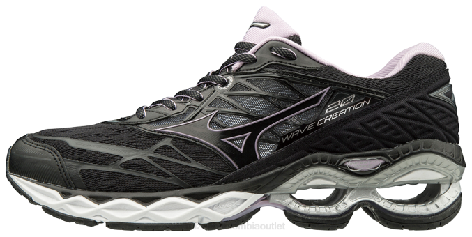 Mizuno zapatilla de running creación de olas 20 mujer zapatos negro (9090) 668F68