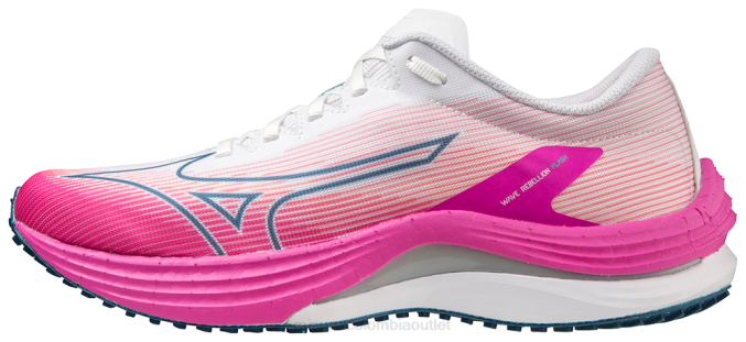 Mizuno zapatilla de running flash de rebelión de onda mujer zapatos blanco-plata(0073) 668F40