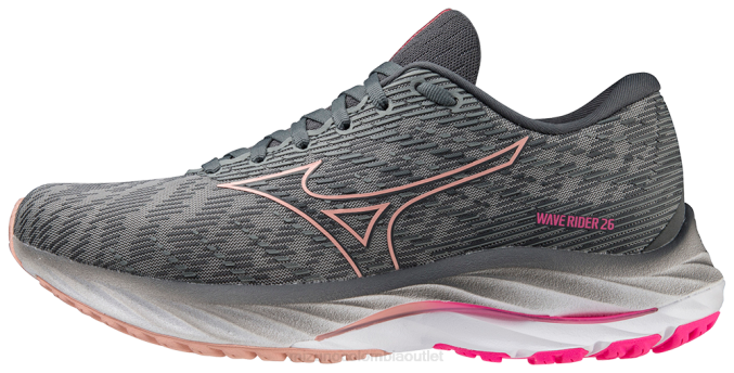 Mizuno zapatilla de running project zero wave rider 26 mujer zapatos ultimategrey-peachbud(ug22) 668F88