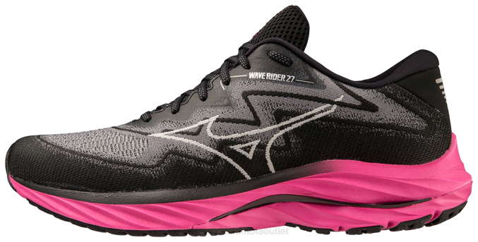 Mizuno zapatilla de running project zero wave rider 27 hombres zapatos puertorriqueño negro (90 hm) 668F33