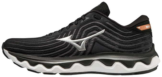 Mizuno zapatilla para correr wave horizon 6 2e hombres zapatos negro-plata(9073) 668F124