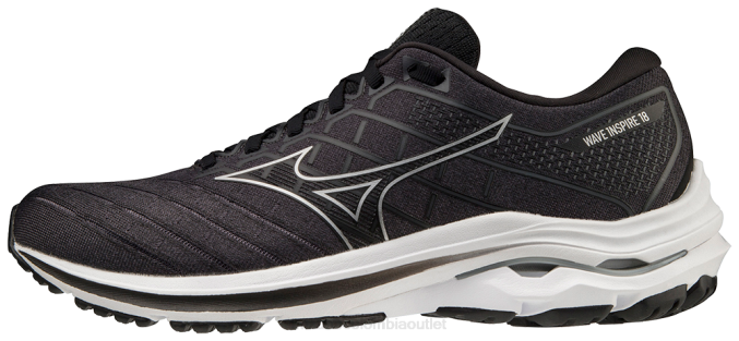 Mizuno zapatilla para correr wave inspire 18 hombres zapatos negro-plata(9073) 668F139