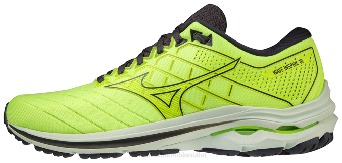 Mizuno zapatilla para correr wave inspire 18 hombres zapatos neolime-mistyblue(4m5c) 668F140