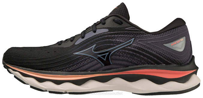 Mizuno zapatilla para correr wave sky 6 d mujer zapatos negro-mercurio (90qs) 668F86