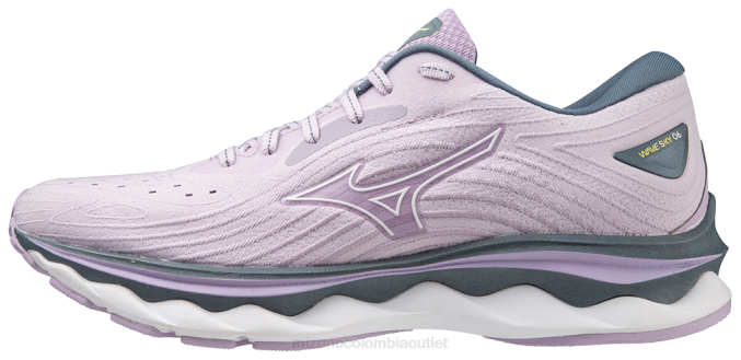 Mizuno zapatilla para correr wave sky 6 mujer zapatos pastellila-blanco(6c00) 668F84