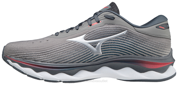 Mizuno zapatillas de correr wave sky 5 hombres zapatos gris acero (9m9m) 668F154