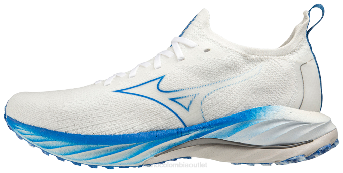 Mizuno zapatillas de running wave neo wind hombres zapatos sin teñirblanco-azul paz(01pe) 668F92