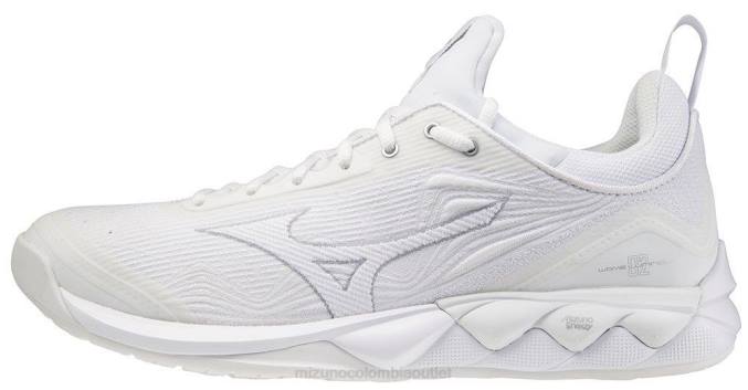 Mizuno zapatilla de voleibol wave luminosa 2 mujer zapatos blanco-plata(0073) 668F2201
