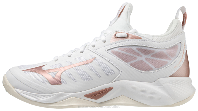 Mizuno zapato de voleibol de dimensión de onda mujer zapatos blanco-oro rosa(007e) 668F2194