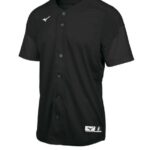 Mizuno camiseta de béisbol con botones completos aerolite juventud vestir negro (9090) 668F1264