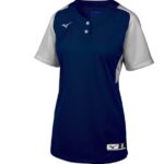 Mizuno camiseta de softball aerolite de 2 botones juventud vestir gris marino(5191) 668F2001