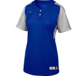 Mizuno camiseta de softball aerolite de 2 botones unisexo vestir gris real (5291) 668F1953