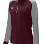 Mizuno chamarra prime con media cremallera unisexo vestir cardenal-gris(1291) 668F2546