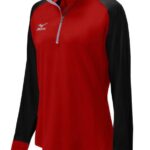 Mizuno chamarra prime con media cremallera unisexo vestir rojo-negro (1090) 668F2545