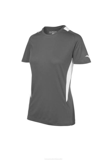 Mizuno jersey de cuello redondo de softbol chica vestir carbón-blanco(9200) 668F2026