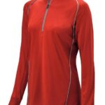 Mizuno jersey de manga larga con media cremallera comp chica vestir rojo (1010) 668F2529