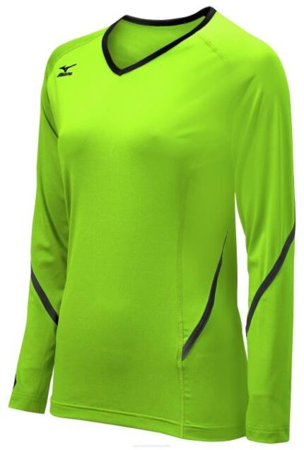 Mizuno maillot manga larga generación techno juventud vestir verde eléctrico-negro (8d90) 668F2415