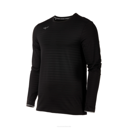 Mizuno manga larga ecológica atlética hombres vestir negro (9090) 668F1443